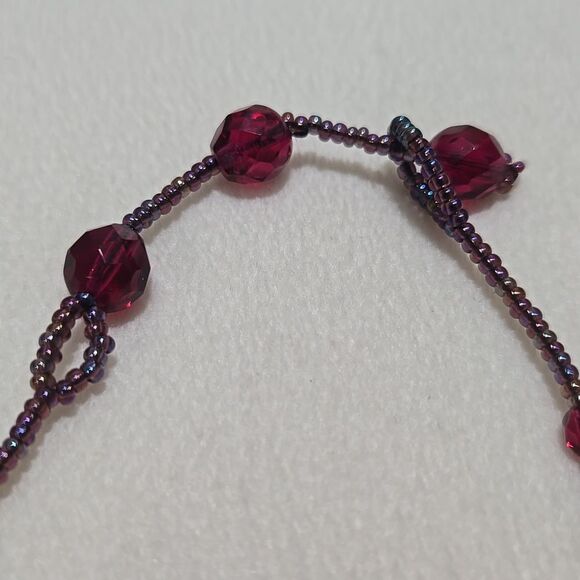 Beaded Necklace in Deep Red - Picture 4 of 6